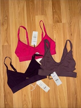 Richer Poorer Trio Bralettes in Hot Pink, Plum & Dusty Mauve